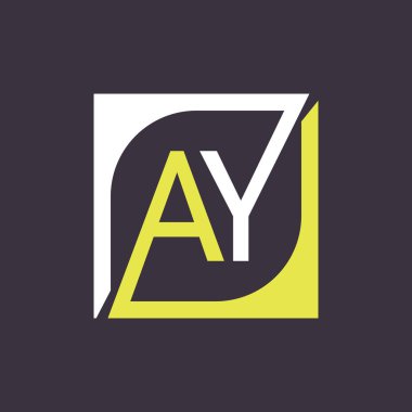 Kare Arkaplan ile AY Logo Tasarım Şablonu Vektörü.
