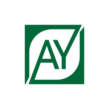 Kare Arkaplan ile AY Logo Tasarım Şablonu Vektörü.