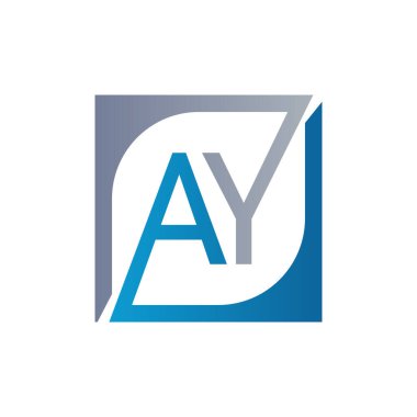 Kare Arkaplan ile AY Logo Tasarım Şablonu Vektörü.