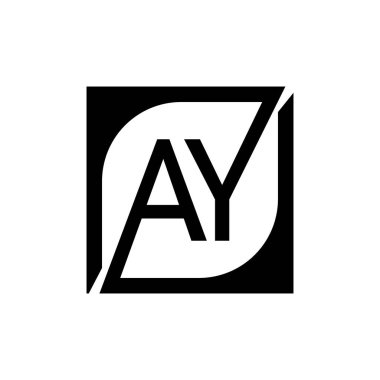 Kare Arkaplan ile AY Logo Tasarım Şablonu Vektörü.