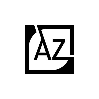 Kare Arkaplan ile AZ Logo Tasarım Şablonu Vektörü.
