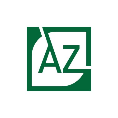 Kare Arkaplan ile AZ Logo Tasarım Şablonu Vektörü.