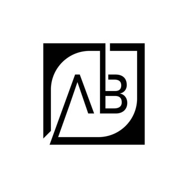 Kare Arkaplan ile AB Logo Tasarım Şablonu Vektörü.