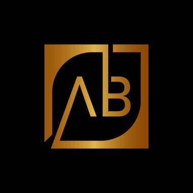 Kare Arkaplan ile AB Logo Tasarım Şablonu Vektörü.