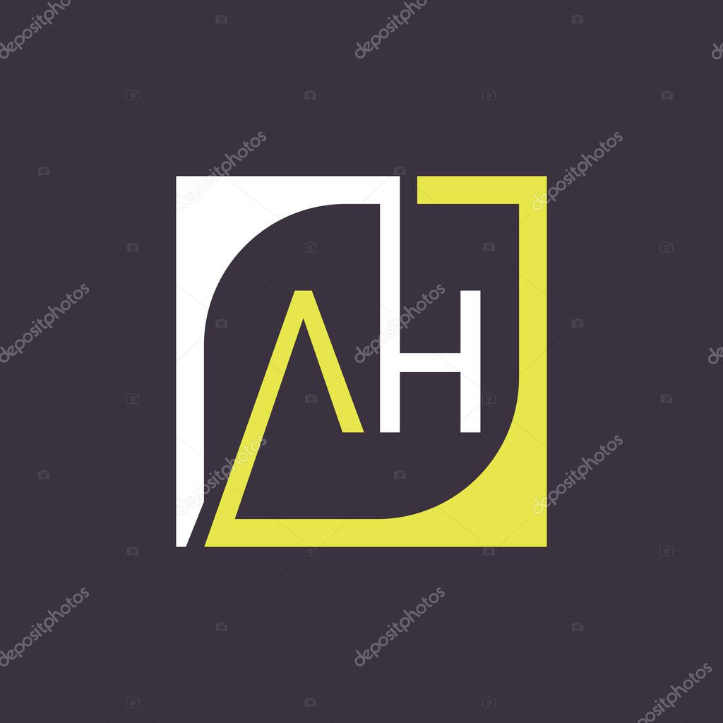 AH Logo Design Template Vector With Square Background.