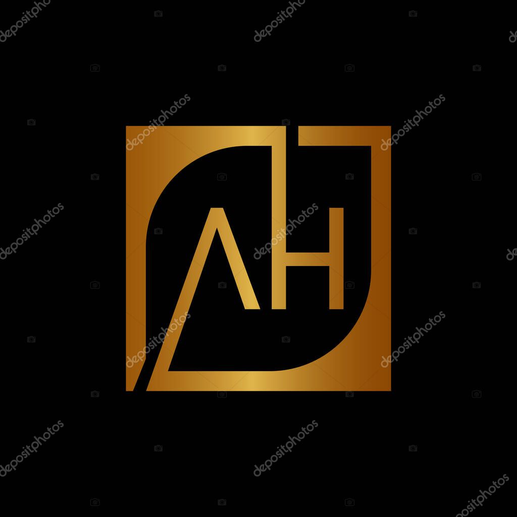 AH Logo Design Template Vector With Square Background.