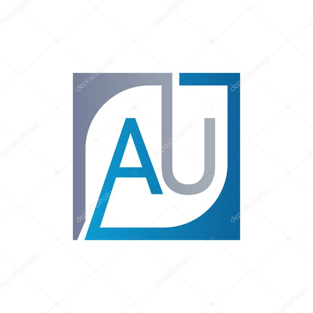 AU Logo Design Template Vector With Square Background.