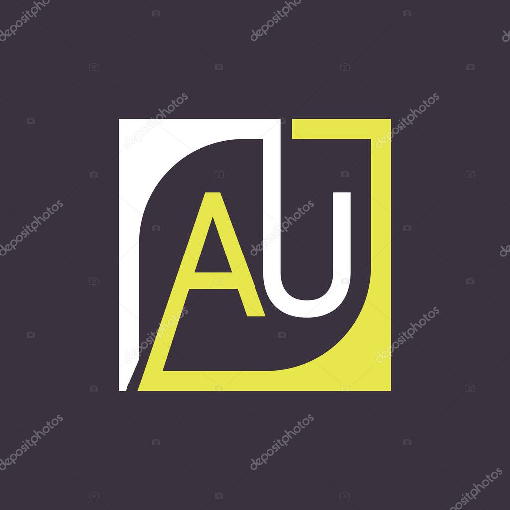 AU Logo Design Template Vector With Square Background.