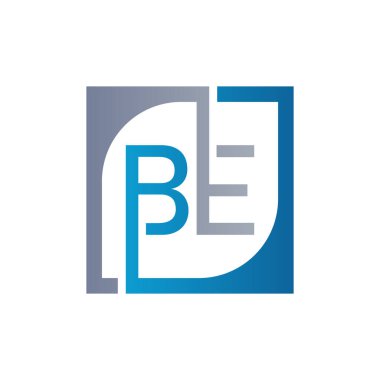 Kare Arkaplan ile BE Logo Tasarım Şablonu Vektörü.
