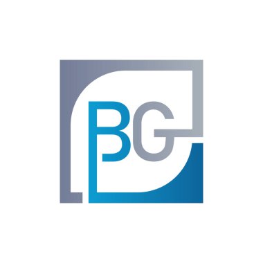 Kare Arkaplan ile BG Logo Tasarım Şablonu Vektörü.