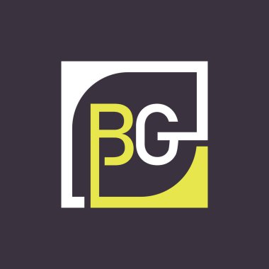 Kare Arkaplan ile BG Logo Tasarım Şablonu Vektörü.