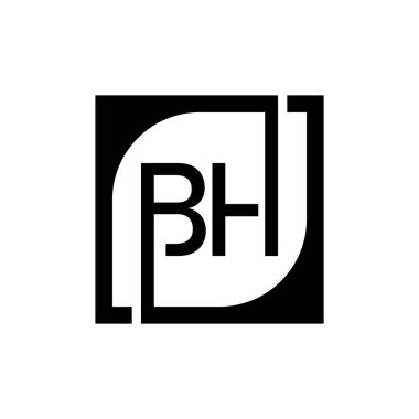 BH Logo Tasarım Şablonu Kare Arkaplan Vektörü.