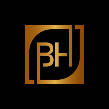 BH Logo Tasarım Şablonu Kare Arkaplan Vektörü.