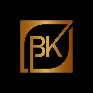 Kare Arkaplan ile BK Logo Tasarım Şablonu Vektörü.