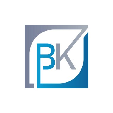 Kare Arkaplan ile BK Logo Tasarım Şablonu Vektörü.