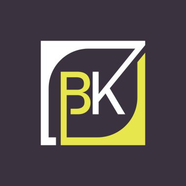 Kare Arkaplan ile BK Logo Tasarım Şablonu Vektörü.