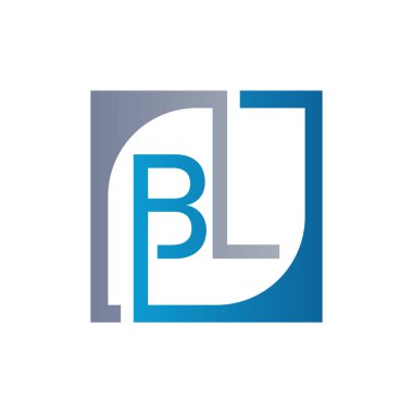 Kare Arkaplan ile BL Logo Tasarım Şablonu Vektörü.