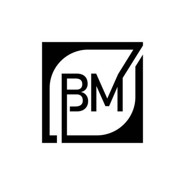 BM Logo Tasarım Şablonu Kare Arkaplan Vektörü.
