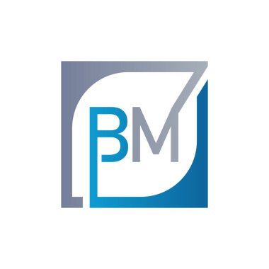 BM Logo Tasarım Şablonu Kare Arkaplan Vektörü.