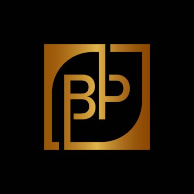 Kare Arkaplan ile BP Logo Tasarım Şablonu Vektörü.