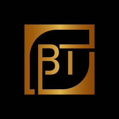 Kare Arkaplan ile BT Logo Tasarım Şablonu Vektörü.
