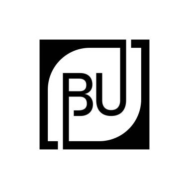 Kare Arkaplan ile BU Logo Tasarım Şablonu Vektörü.