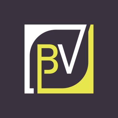 Kare Arkaplan ile BV Logo Tasarım Şablonu Vektörü.
