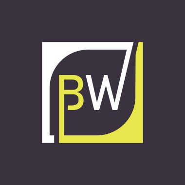Kare Arkaplan ile BW Logo Tasarım Şablonu Vektörü.