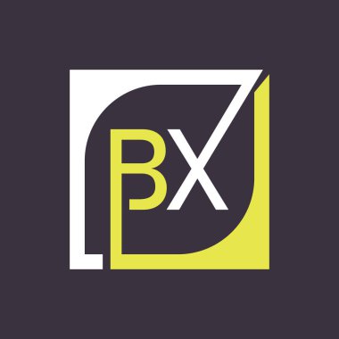 Kare Arkaplan ile BX Logo Tasarım Şablonu Vektörü.