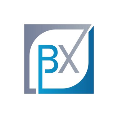 Kare Arkaplan ile BX Logo Tasarım Şablonu Vektörü.