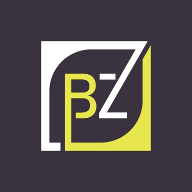 Kare Arkaplan ile BZ Logo Tasarım Şablonu Vektörü.