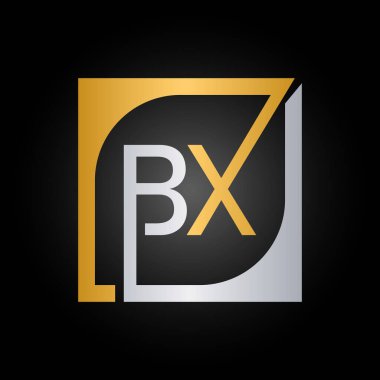 Kare Arkaplan ile BX Logo Tasarım Şablonu Vektörü.