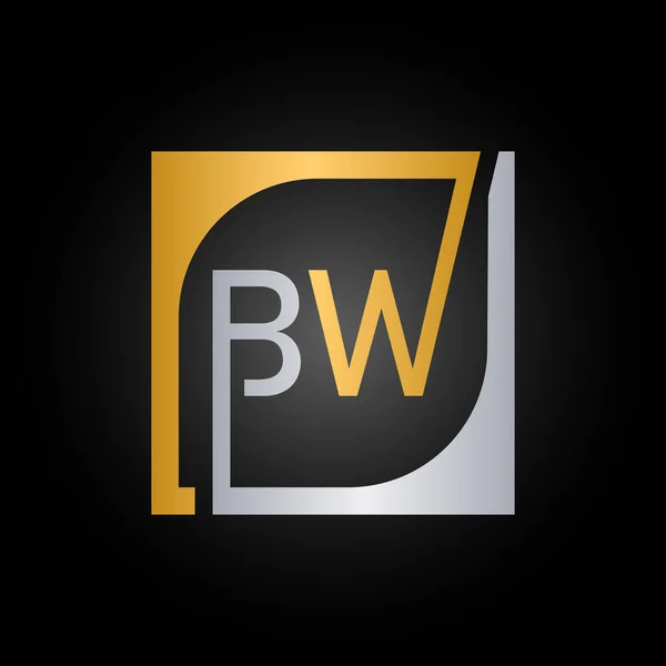 Kare Arkaplan ile BW Logo Tasarım Şablonu Vektörü.