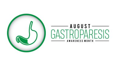 Gastroparesis Farkındalık Ayı her yıl August.banner tasarım şablonu Vektör illüstrasyon arka plan tasarımı üzerinde gözlemlenir.