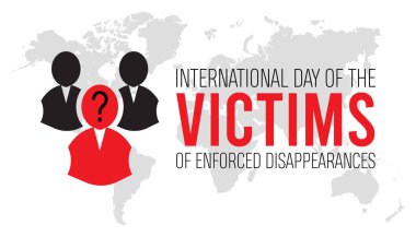 Zorunlu kaybolma kurbanlarının uluslararası günü her yıl August.banner tasarım şablonunda Vektör illüstrasyon arka plan tasarımı.