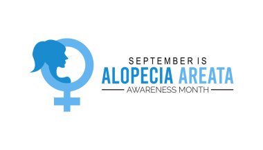 Alopecia Areata Areata Awarness Awarness Month her yıl Eylül 'de gözlemlenmektedir. Tatil konsepti arka planı, pankart, pankart, pankart tasarımı Vektör illüstrasyon tasarımı arka plan tasarımı.