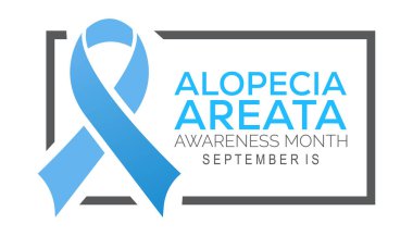 Alopecia Areata Areata Awarness Awarness Month her yıl Eylül 'de gözlemlenmektedir. Tatil konsepti arka planı, pankart, pankart, pankart tasarımı Vektör illüstrasyon tasarımı arka plan tasarımı.