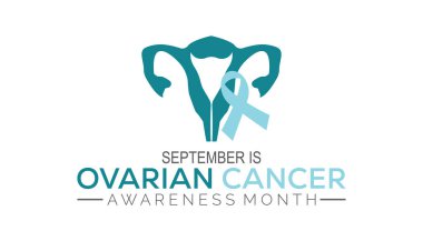 Yumurtalık Kanseri Farkındalığı Ayı her yıl Eylül ayında gözlemlenmektedir. Tatil konsepti arka planı, pankart, pankart, pankart tasarımı Vektör illüstrasyon tasarımı.