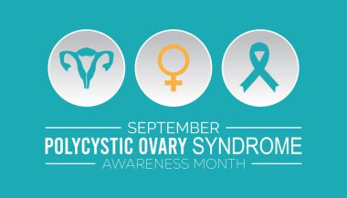 Polisistik Yumurtalık Sendromu Bilinci her yıl Eylül 'de gözlemlenir. Tatil konsepti arka planı, pankart, pankart, pankart tasarımı Vektör illüstrasyon tasarımı.