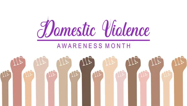 Aile içi Şiddet Farkındalığı Ayı her yıl Ekim ayında gözlemlenmektedir. Tatil konsepti arka planı, pankart, pankart, pankart tasarımı Vektör illüstrasyon tasarımı tasarımı.