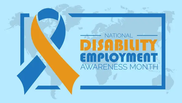 Ulusal Engelli İstihdam Bilinci Ayı her yıl Ekim ayında gözlemlenmektedir. Sosyal farkındalık kavramı. arkaplan, pankart, panner şablon Vektör illüstrasyon tasarımı.