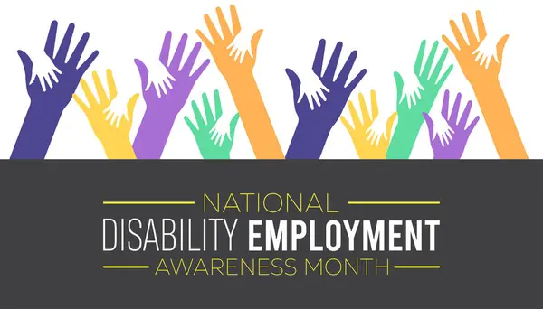 Ulusal Engelli İstihdam Bilinci Ayı her yıl Ekim ayında gözlemlenmektedir. Sosyal farkındalık kavramı. arkaplan, pankart, panner şablon Vektör illüstrasyon tasarımı.