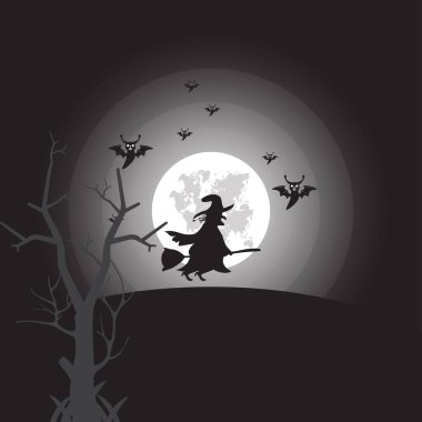 Mutlu Cadılar Bayramı. Cadılar Bayramı posteri ya da Moda Dekorasyon Cadılar Bayramı partisi için arka plan tasarımı.