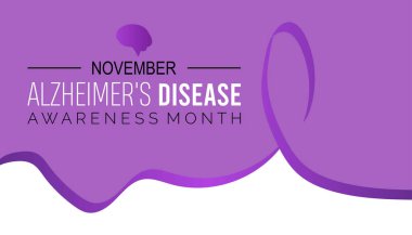 Ulusal Alzheimer Hastalığı Bilinci her yıl Kasım ayında gözlemlenir. Tıbbi Sağlık Bilinci kavramı. arkaplan, pankart, panner şablon Vektör illüstrasyon tasarımı.