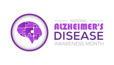 Ulusal Alzheimer Hastalığı Bilinci her yıl Kasım ayında gözlemlenir. Tıbbi Sağlık Bilinci kavramı. arkaplan, pankart, panner şablon Vektör illüstrasyon tasarımı.