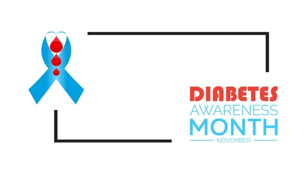 Ulusal Diyabet Bilinci Ayı her yıl Kasım ayında gözlemlenir. Tıbbi Sağlık Bilinci kavramı. arkaplan, pankart, panner şablon Vektör illüstrasyon tasarımı.