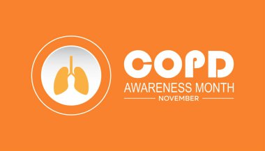 COPD 'nin Farkındalık Ayı her yıl Kasım ayında gözlemlenir. Tıbbi Sağlık Bilinci kavramı. arkaplan, pankart, panner şablon Vektör illüstrasyon tasarımı.