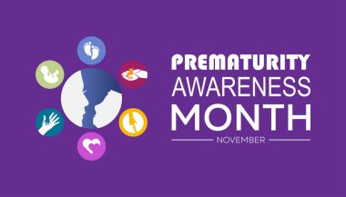 Prematurity Awareness Month is observed every year on November. Medical Healthcare Awareness concept. background, placard, banner template Vector illustration design. clipart