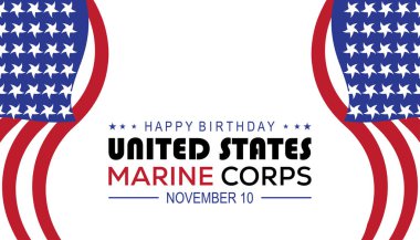 Birleşik Devletler Deniz Kuvvetleri 'nin doğum günü her yıl Kasım ayında kutlanır. Tatil farkındalığı konsepti. arkaplan, pankart, panner şablon Vektör illüstrasyon tasarımı.