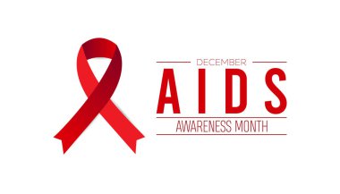 AIDS Farkındalık Ayı her yıl Aralık ayında gözlemlenmektedir. Tıbbi Sağlık Bilinci kavramı. arkaplan, pankart, panner şablon Vektör illüstrasyon tasarımı.